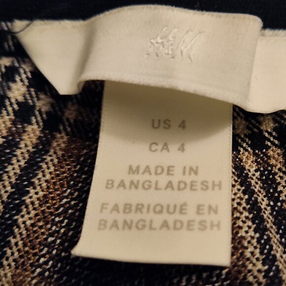 H&M Brown checkered Trousers Pants Size 4 - Picture 6 of 6